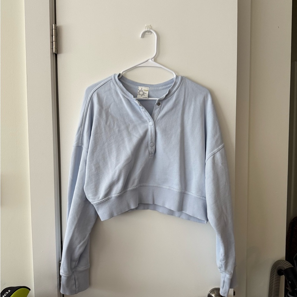 offline by aerie cropped snap sweatshirt